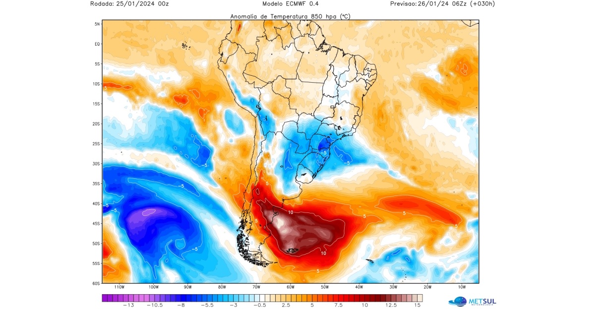 América do Sul de ponta-cabeça: 44ºC na Patagônia e frio no Brasil